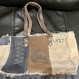 Myra Bag ‘patchwork’ Brown/Denim